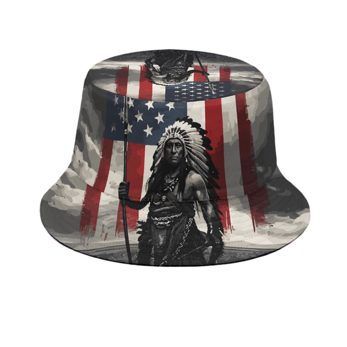 GIP Apparel Bucket Hat with Native American Flag Print - Stylish Streetwear for Nightlife & Parties