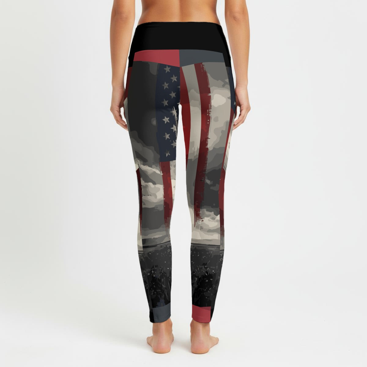 GIP Apparel Women's High Waist Leggings with Side Pocket American Flag Print