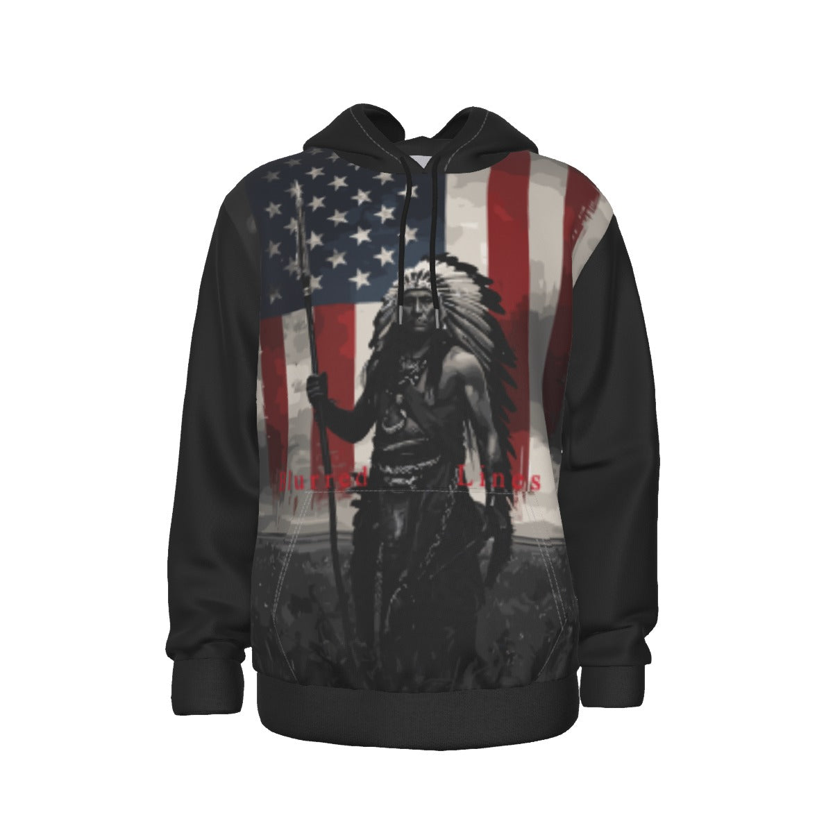 Growth In Pain Apparel Men's Pullover Hoodie - 'Blurred Lines' American Indian Streetwear Design