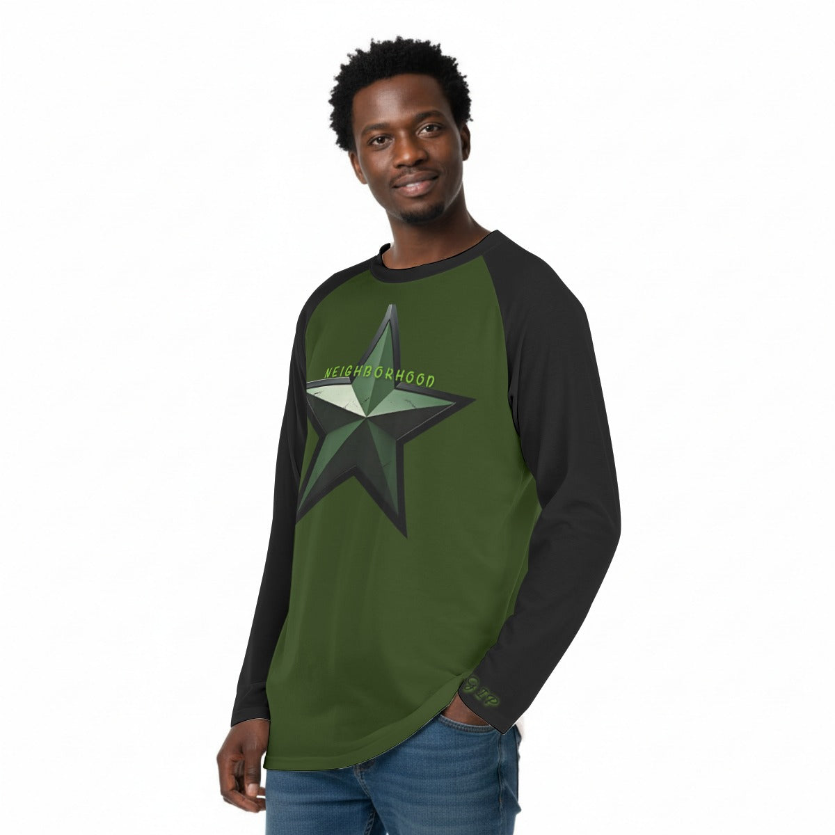 GIP Apparel Men's "Neighborhood Star" Raglan Sleeve Long Sleeve T-Shirt|Streetwear