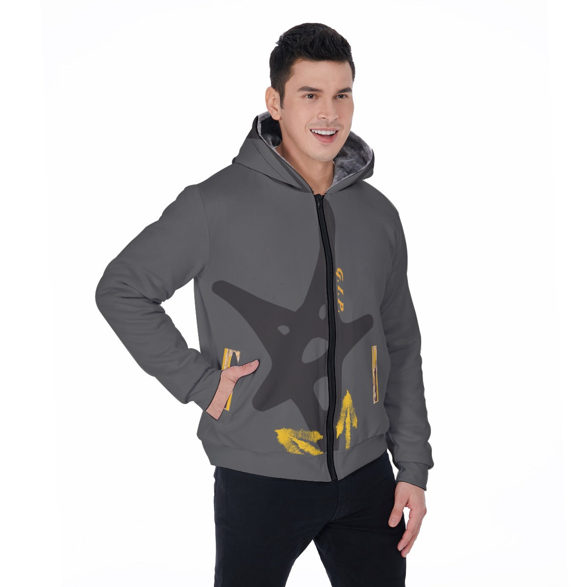 Growth In Pain Apparel Men's Warm Sherpa Fleece Zip Up Hoodie - Thick Winter Sweatshirt with Plush L