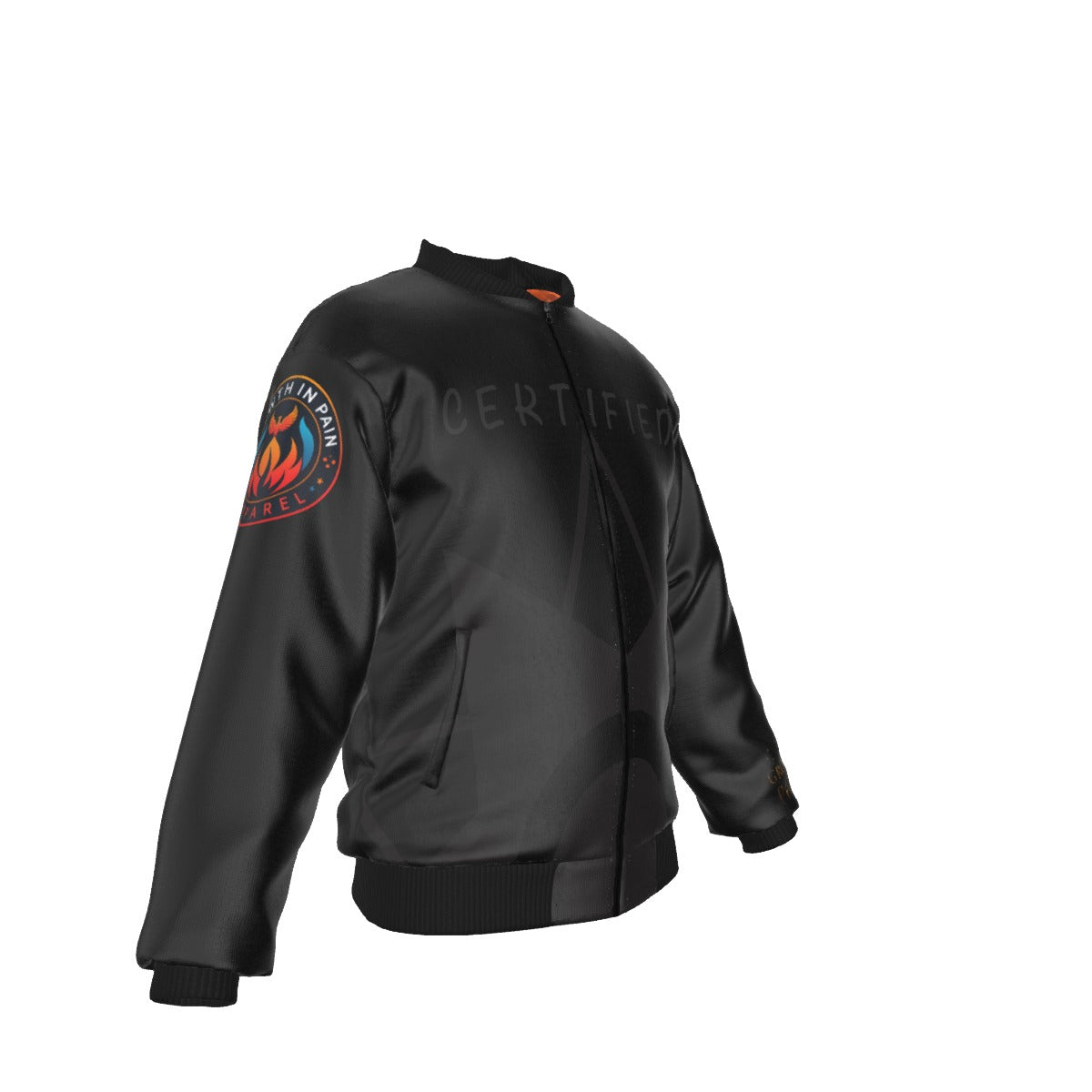 GIP Apparel Men's "Certified" Black Bomber Jacket with Sleeve Pocket for Streetwear & Nightlife