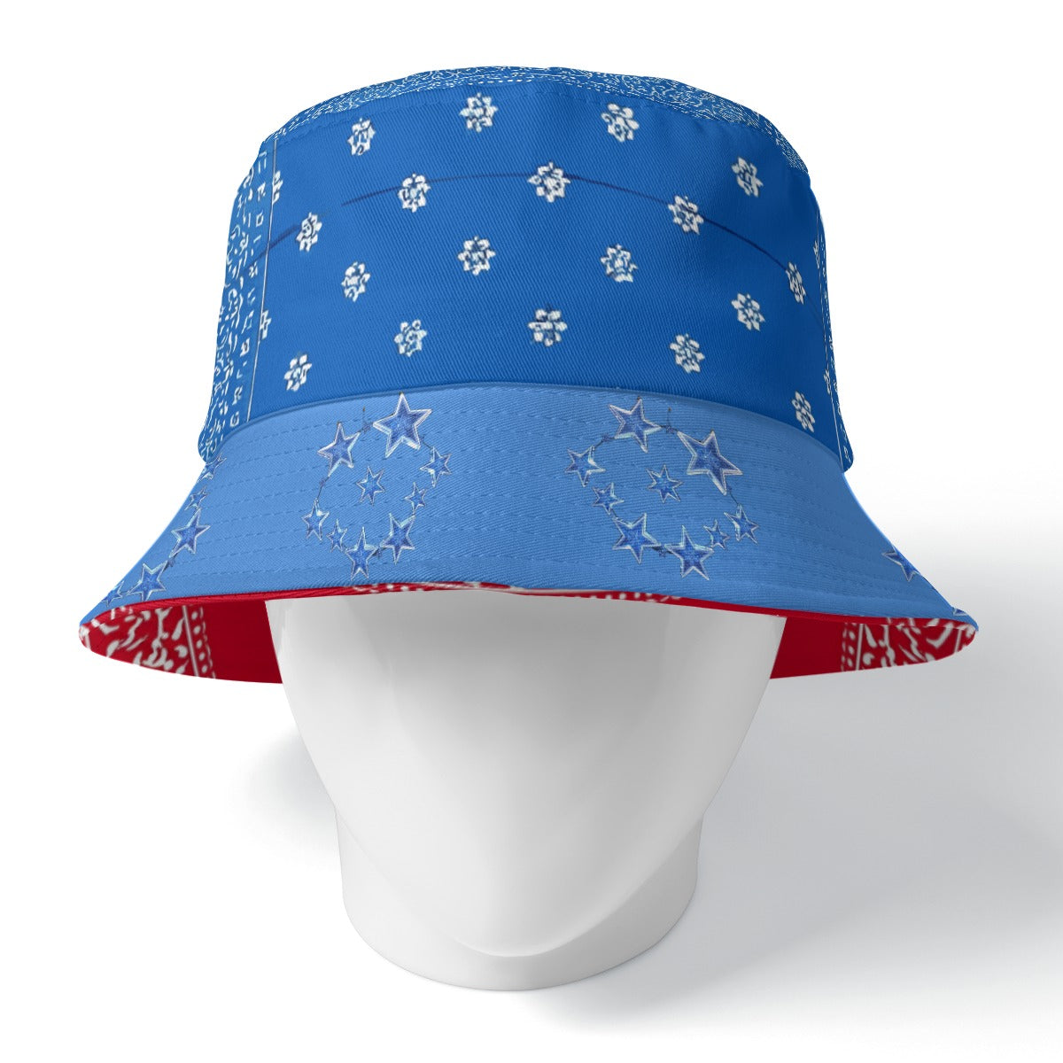 GIP Apparel Double-Side Print Bucket Hat – Blue & Red Reversible Nightlife Style