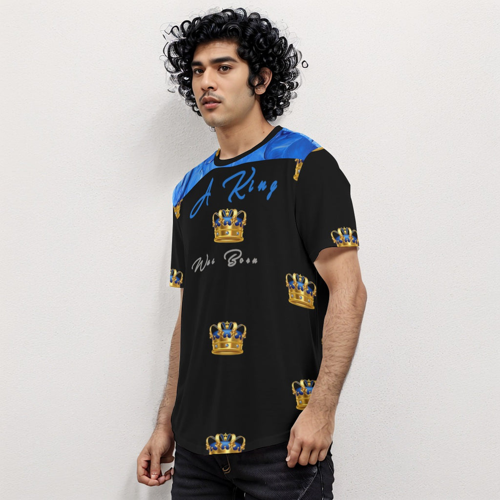 Growth In Pain Apparel Men's Short Sleeve T-Shirt with Rounded Hem - 'A King Was Born' Streetwear Design