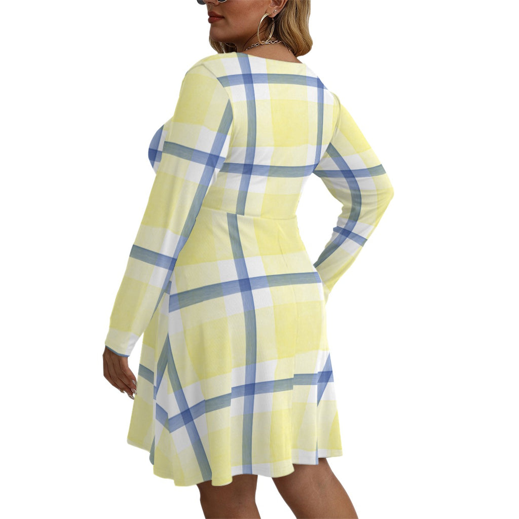 GIP Apparel Women's V-neck Long Sleeve Dress(Plus Size)
