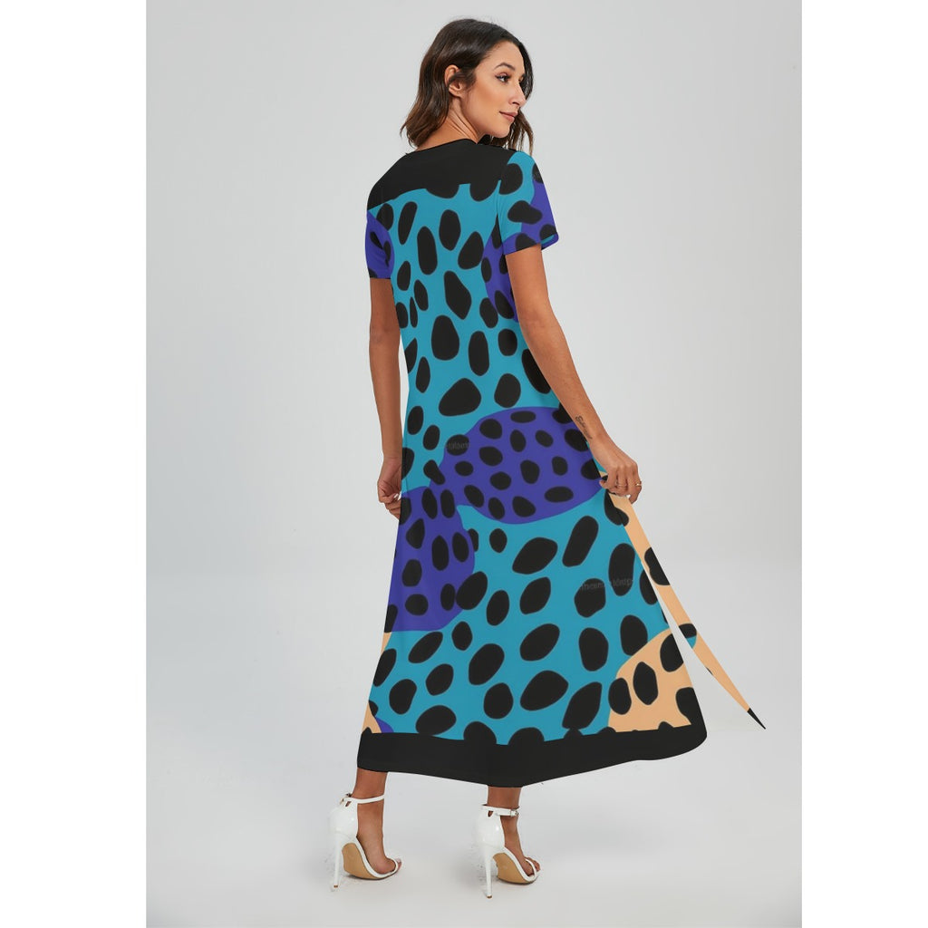 GIP Apparel Women's V-neck Animal Print Dress with Side Slit for Day to Night Comfort