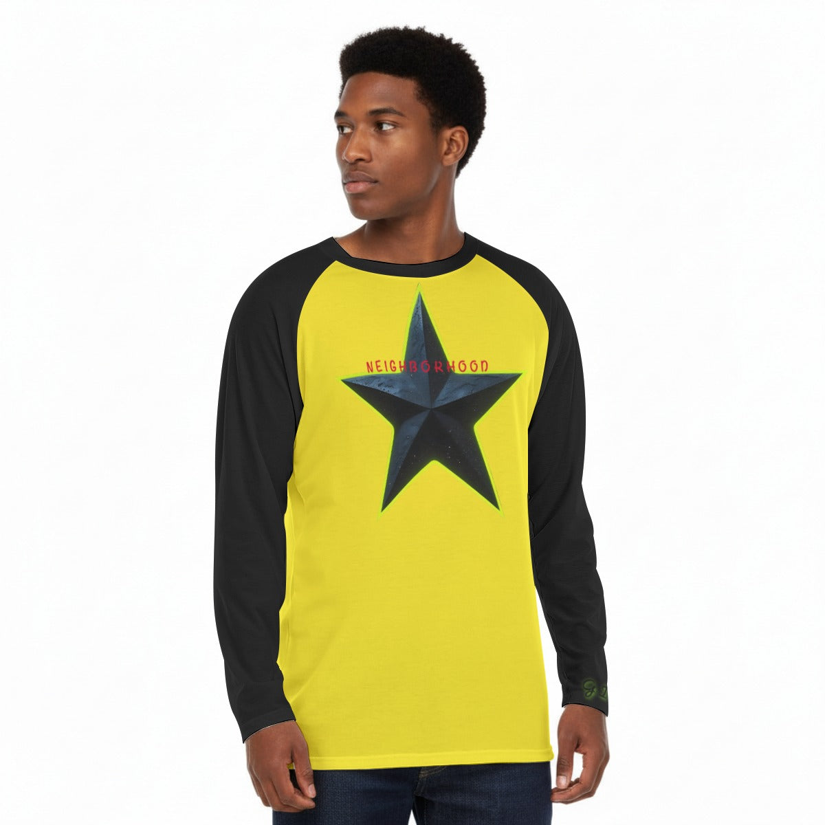 GIP Apparel Men's "Neighborhood Star" Raglan Sleeve Long Sleeve T-Shirt|Streetwear