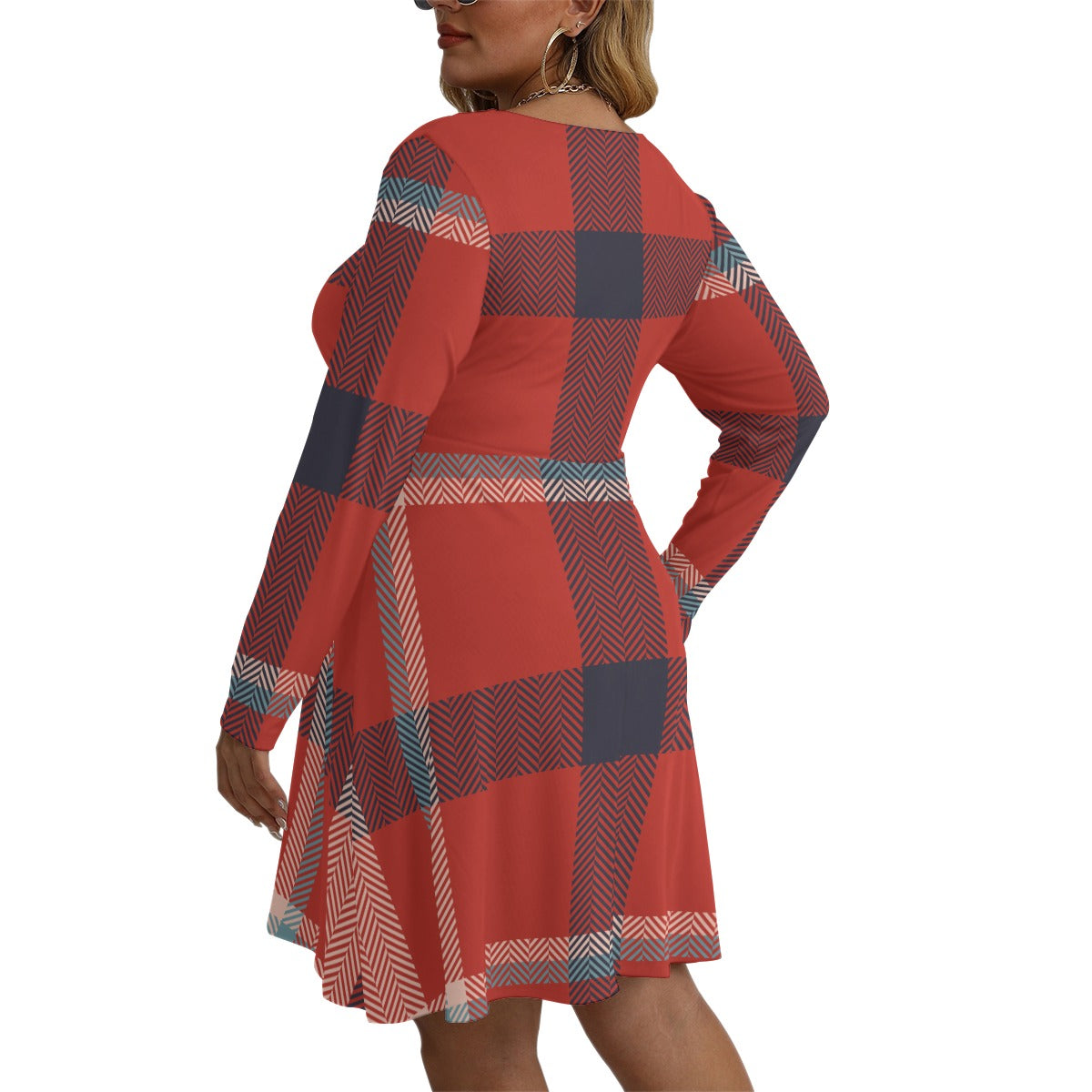 GIP Apparel Women's V-Neck Long Sleeve Plus Size Dress - Soft Microfiber Comfort Fit