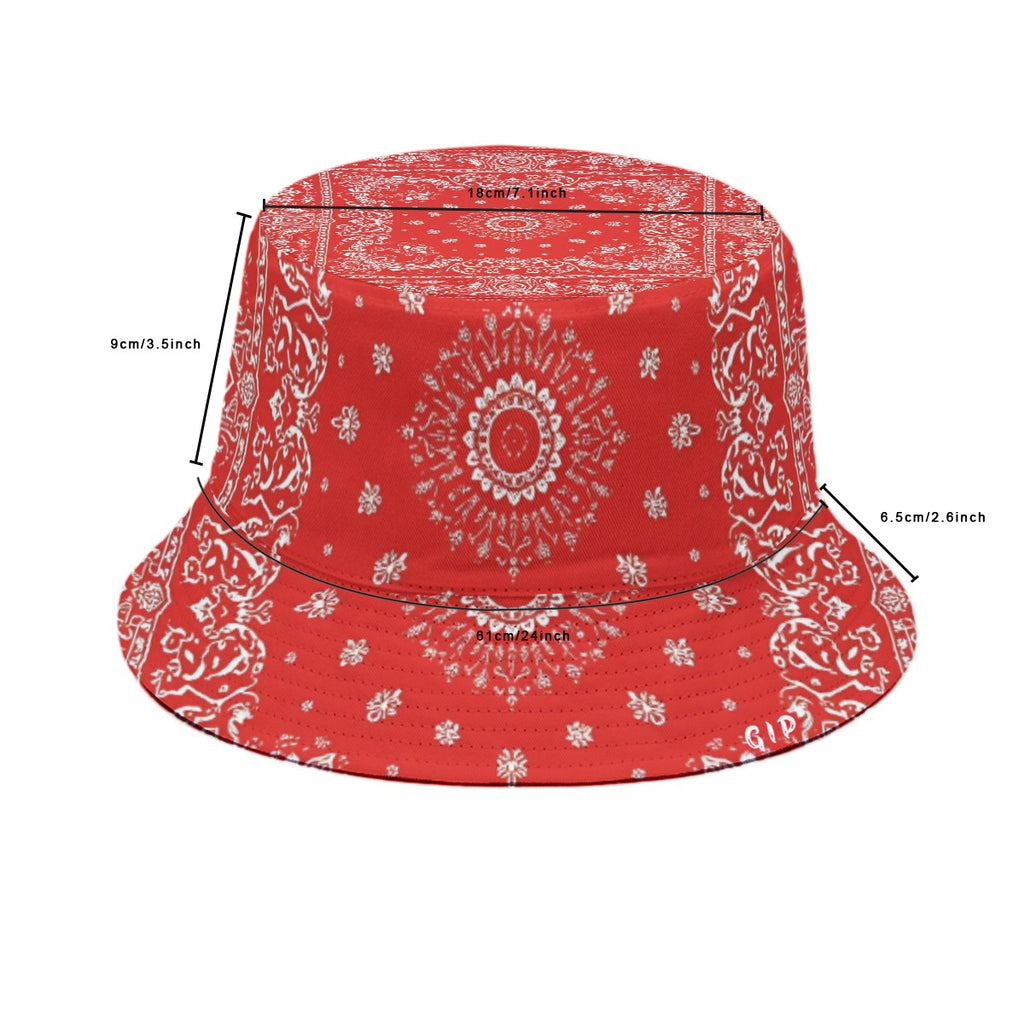 GIP Apparel Red Bandana Print Bucket Hat for Stylish Nightlife & Street Wear