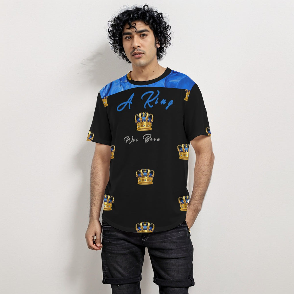 Growth In Pain Apparel Men's Short Sleeve T-Shirt with Rounded Hem - 'A King Was Born' Streetwear Design