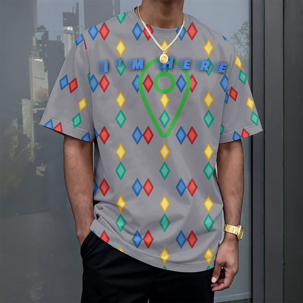 Growth In Pain Unisex Drop-Shoulder T-Shirt | 180GSM, 'I'm Here' Slogan Premium Party Club Tee