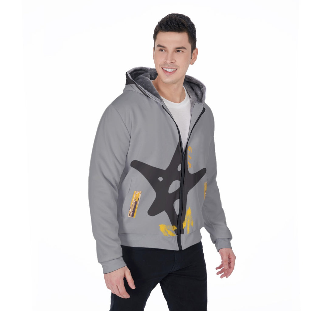 Growth In Pain Apparel Men's Warm Sherpa Fleece Zip Up Hoodie - Thick Winter Sweatshirt with Plush L