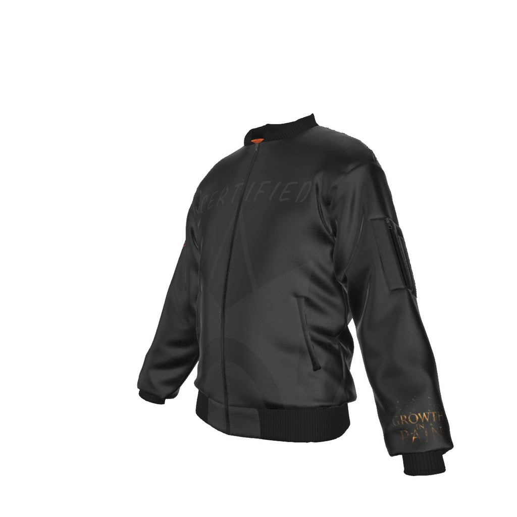 GIP Apparel Men's "Certified" Black Bomber Jacket with Sleeve Pocket for Streetwear & Nightlife