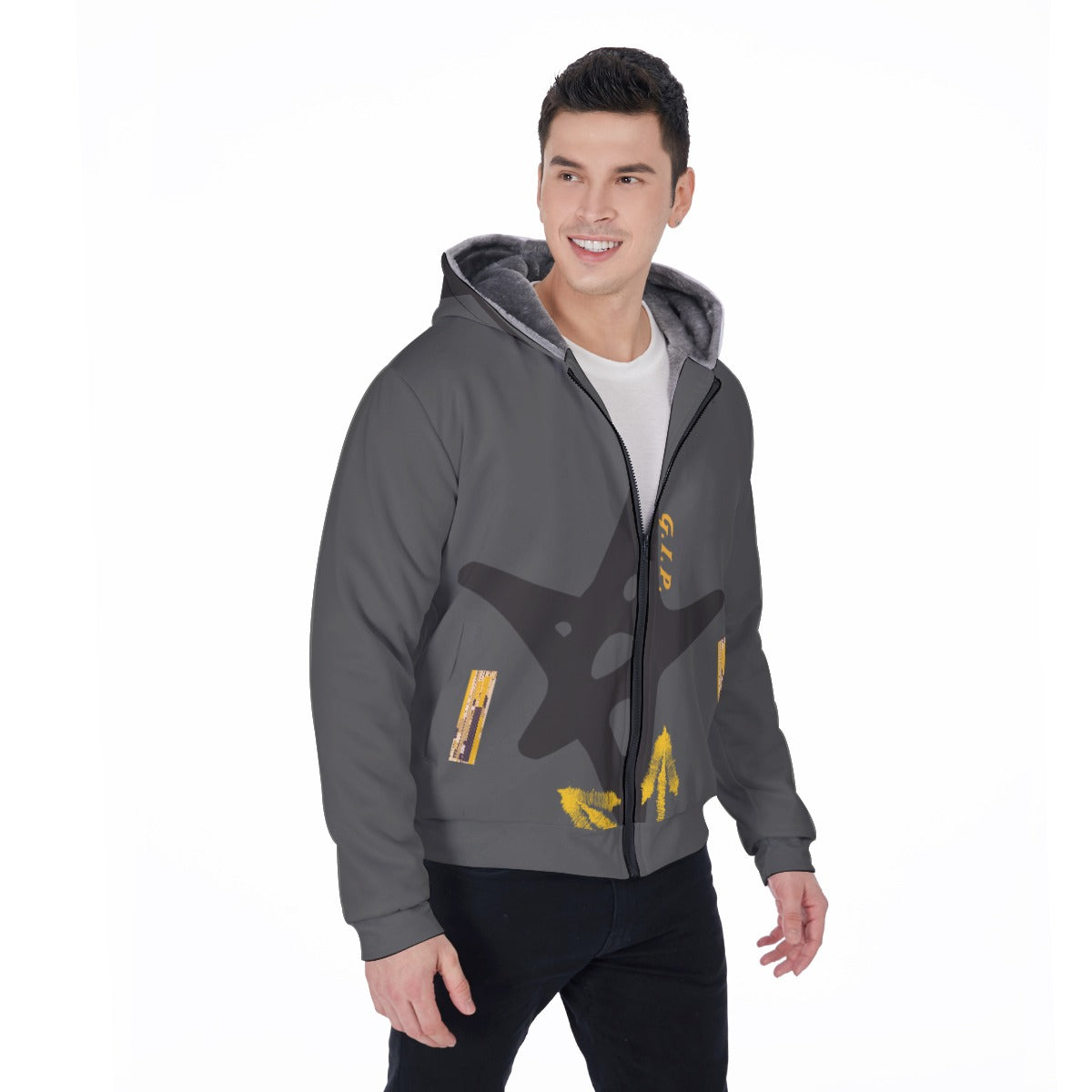 Growth In Pain Apparel Men's Warm Sherpa Fleece Zip Up Hoodie - Thick Winter Sweatshirt with Plush L