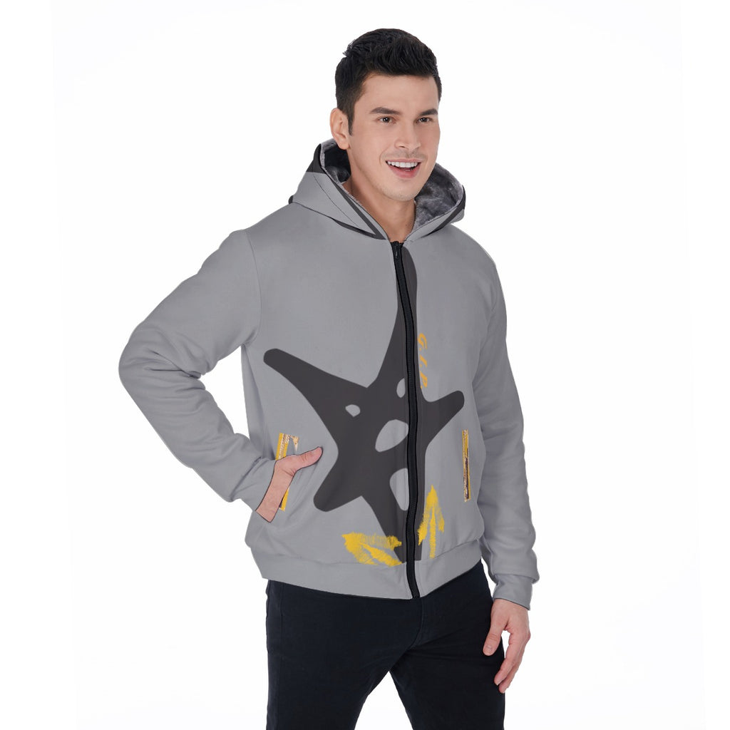 Growth In Pain Apparel Men's Warm Sherpa Fleece Zip Up Hoodie - Thick Winter Sweatshirt with Plush L