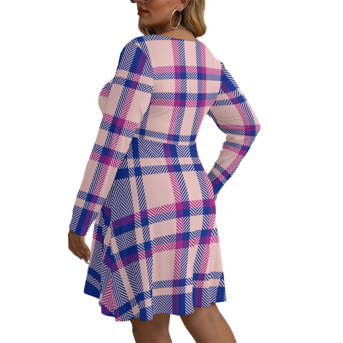 GIP Apparel Women's V-neck Long Sleeve Dress Plus Size - Soft Comfort Fit Beach Day & Nightlife