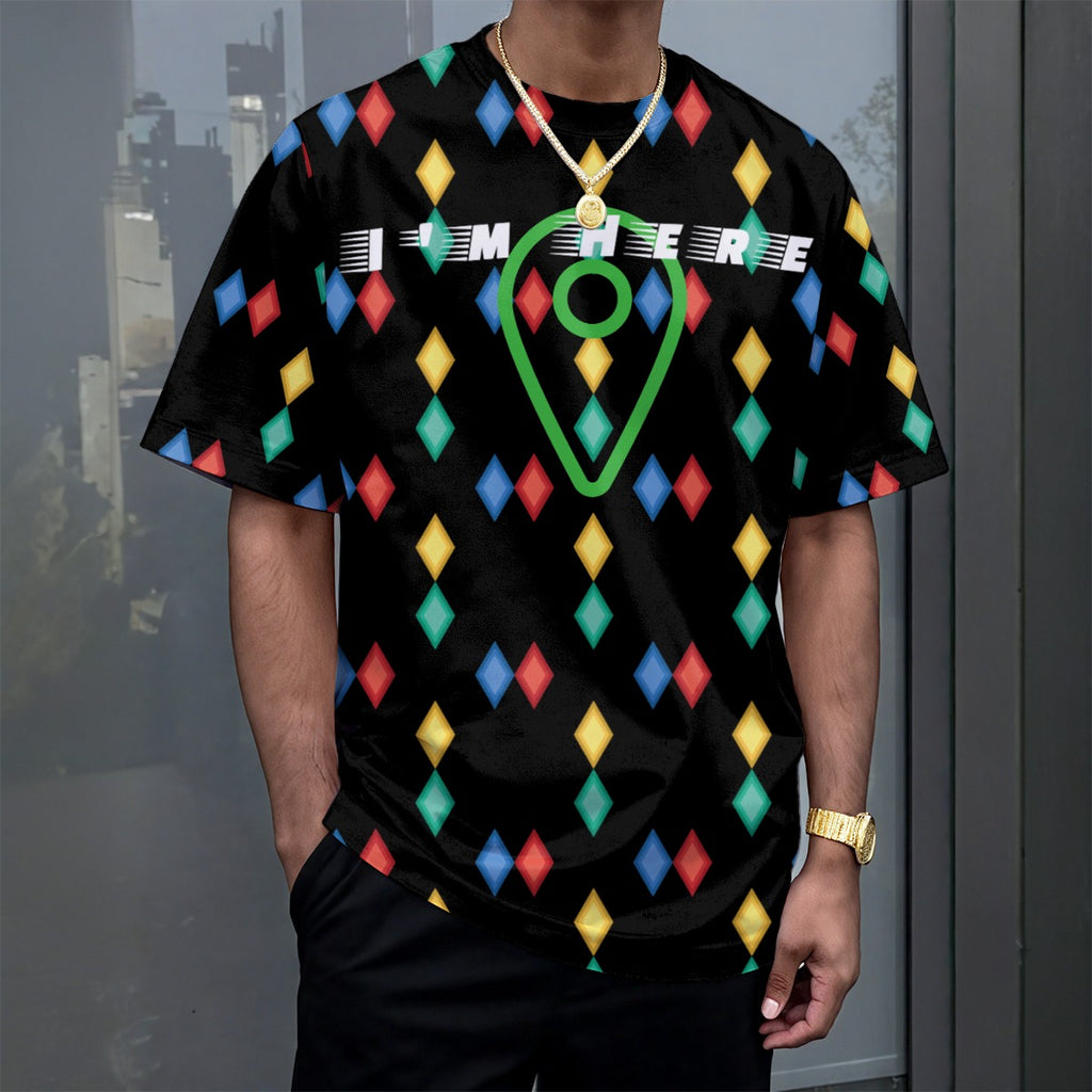 Growth In Pain Unisex Drop-Shoulder T-Shirt | 180GSM, 'I'm Here' Slogan Premium Party Club Tee