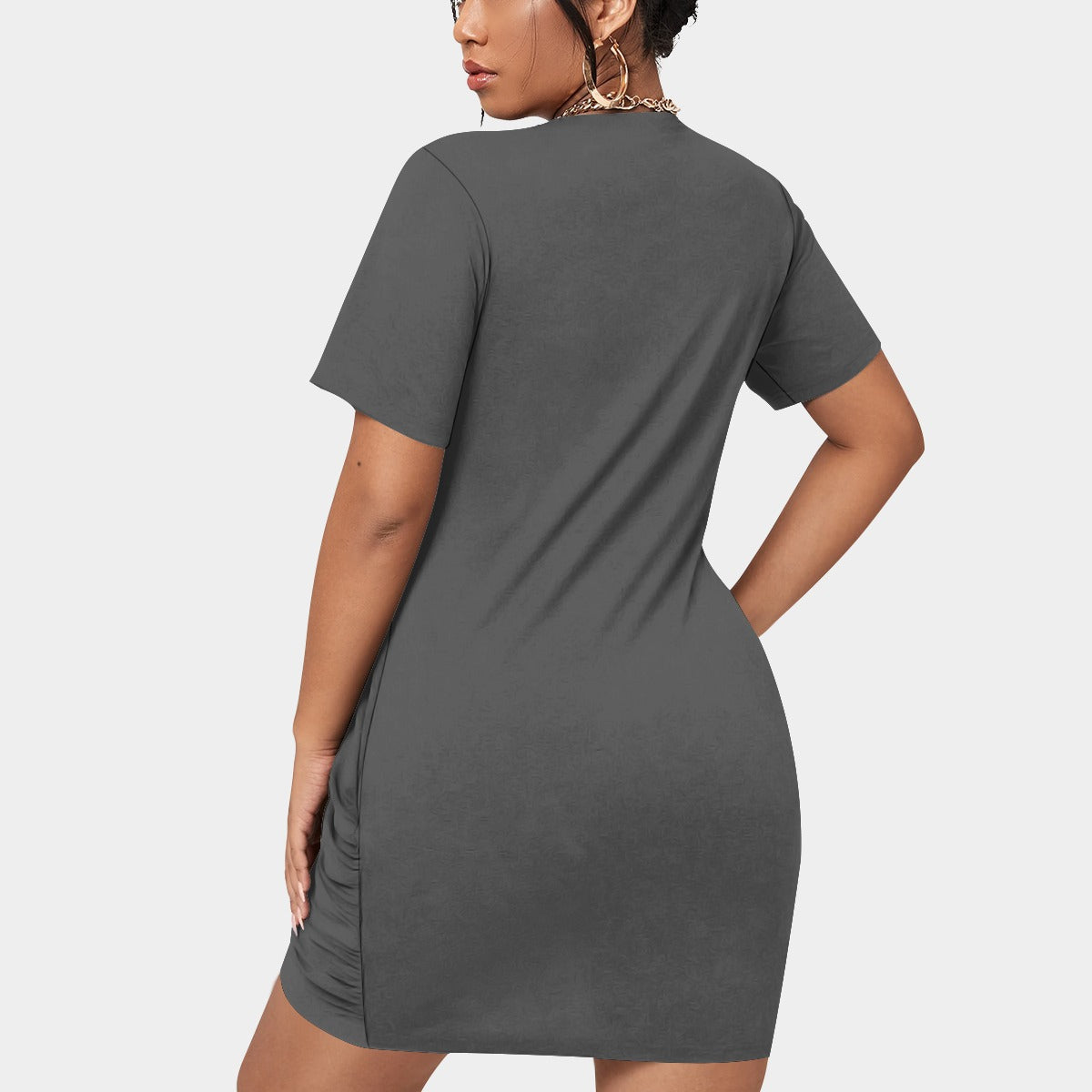 Growth In Pain Women's Stacked Hem Dress with Short Sleeve - Plus Size Fashion Jersey Dress